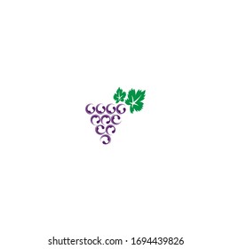Grape with leaf logo icon template illustration