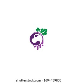 Grape with leaf logo icon template illustration