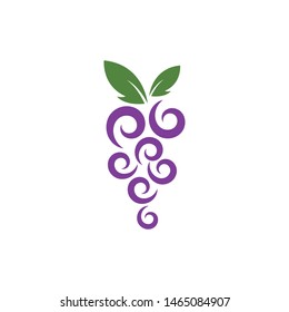 Grape with leaf logo vector template
