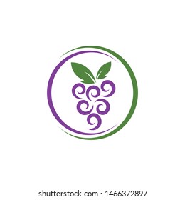 Grape with leaf logo vector template