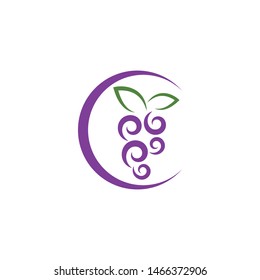 Grape with leaf logo vector template