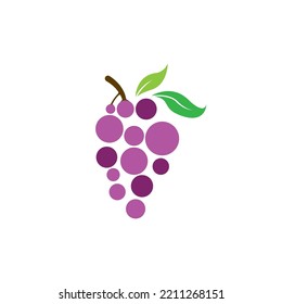 Grape with leaf logo vector template design