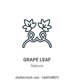 Grape leaf outline vector icon. Thin line black grape leaf icon, flat vector simple element illustration from editable nature concept isolated stroke on white background