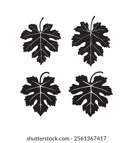 a grape leaf set vector silhouette