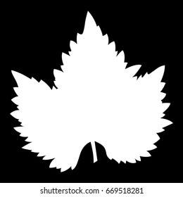 Grape leaf, vector icon. Isolated on black background.
