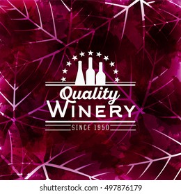 Grape leaves background. Background color red wine. artistic texture, for covers, presentations, banners and promotions. Wine logo design. Vector