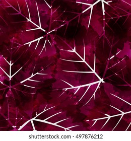 Grape leaves background. Background color red wine. artistic texture.Vector