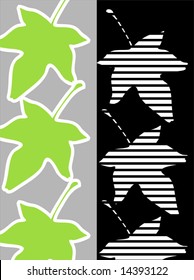 grape leaves in green and black	