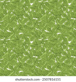 Grape leaves seamless pattern. Hand drawn grape leaf ornament on white background. Leaves of grape or fig texture. Repeated vector illustration for wallpaper, wrapping, textile, scrapbooking