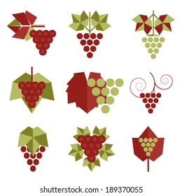 Grape leaves wine list icons stock vector