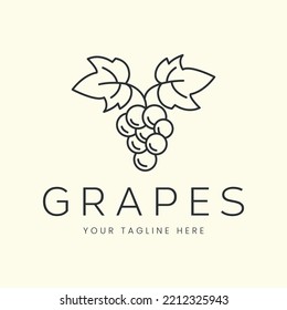 grape line art logo vector template illustration design. organic farm logo concept