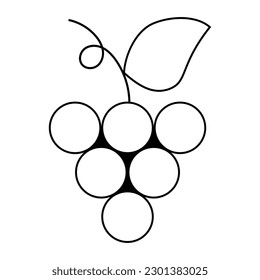 Grape line icon. Black line grape for design. Vector isolated on white background.