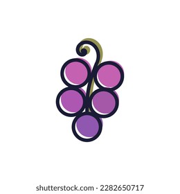 Grape line icon. Color. Plant, organic, bunch.  For mobile concept and web design, poster; app; package. Isolated on white background.