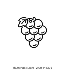 Icono de línea de uva aislado sobre fondo blanco