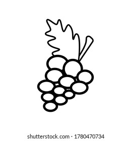 Icono de línea de uva en fondo blanco