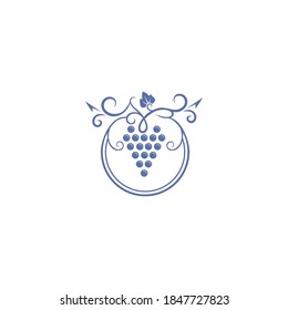diseño de logotipo de uva e icono