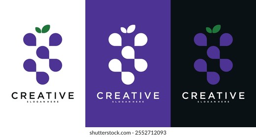 Grape logo design with unique shape. Premium Vector