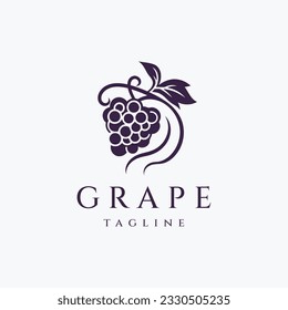 Ilustración vectorial de diseño de logotipo de uva