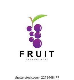 Grape Logo, Farm Fruit Vector, Fresh Purple Fruit Design, Grape Product Icon, Fruit Shop