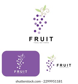 Traubenlogo, Bauernfruchtvektorgrafik, frisch violettes Fruchtdesign, Weinproduktsymbol, Obstladen