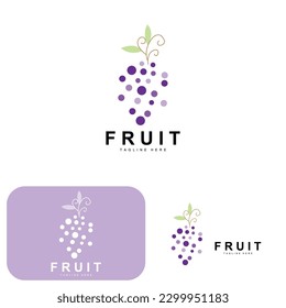 Grape Logo, Farm Fruit Vector, Fresh Purple Fruit Design, Grape Product Icon, Fruit Shop