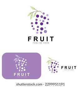 Grape Logo, Farm Fruit Vector, Fresh Purple Fruit Design, Grape Product Icon, Fruit Shop