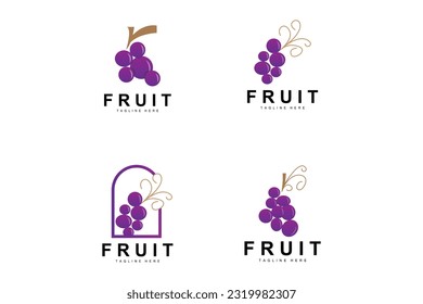 Grape Logo, Farm Fruit Vector, Fresh Purple Fruit Design, Grape Product Icon, Fruit Shop