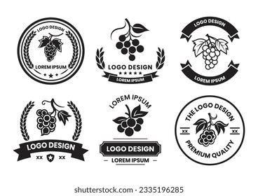 grape logo in flat line art style isolated on background
