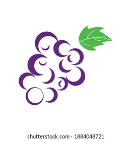 Grape Logo. Fruit Icon. Purple and Green. For Logo,Icon,Symbol and Sign
