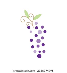 Traubenlogo, Gartenvektorgrafik, frisch violettes Obst, Design der Weinmarken, einfache Illustrationsvorlage
