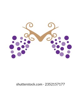 Grape Logo, Garden Vector, Fresh Purple Fruit, Wine Brand Design, Simple Illustration Template