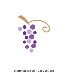 Grape Logo, Garden Vector, Fresh Purple Fruit, Wine Brand Design, Simple Illustration Template