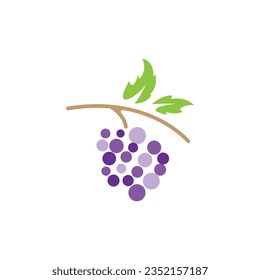 Grape Logo, Garden Vector, Fresh Purple Fruit, Wine Brand Design, Simple Illustration Template