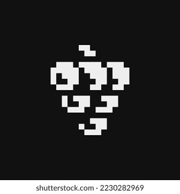 Grape logo pixel art icon, emoji. Isolated vector illustration. Game assets 1-bit sprite. Design for stickers, web, mobile app.