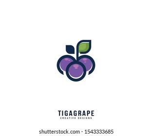 Grape Logo. Simple Grape Fruit Logo