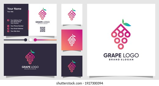 Grape logo template with creative concept and business card design Premium Vector