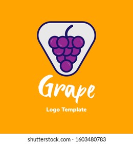 Grape logo template with yellow background.