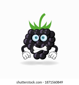 Grape mascot character with angry expression. vector illustration