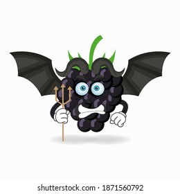 The Grape mascot character becomes a devil. vector illustration