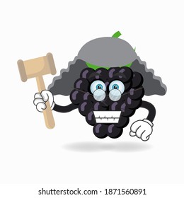 The Grape mascot character becomes a judge. vector illustration