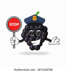 The Grape mascot character becomes a policeman. vector illustration