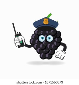 The Grape mascot character becomes a policeman. vector illustration