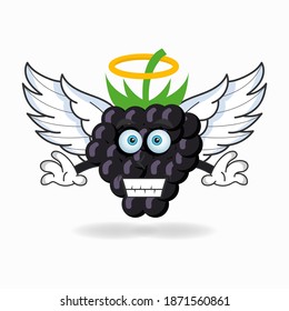 Grape mascot character dressed like an angel. vector illustration