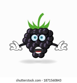 Grape mascot character with shocked expression. vector illustration