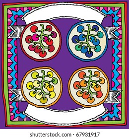 grape medallions with banners drawing vector