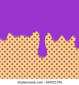 Grape melted cream on wafer background, vector illustration