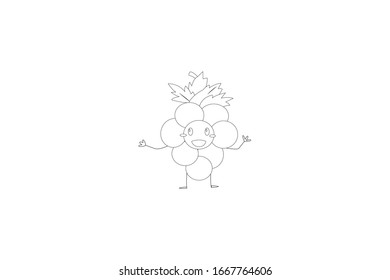 Grape Object Vector Outline Fruit Illustration