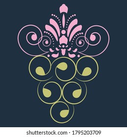 GRAPE ornamentl symbol illustration vector for stamp, label, wallpaper, background,  pattern