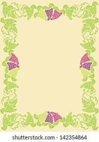 Grape pattern frame vector illustration
