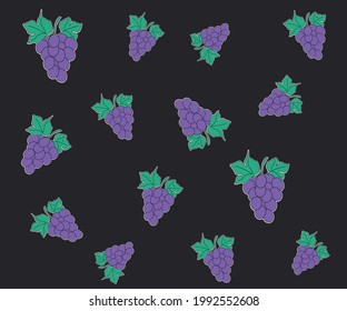 Grape pattern print design. Fruit graphic repeat for fashion. Fruit garden repeat pattern vector design.